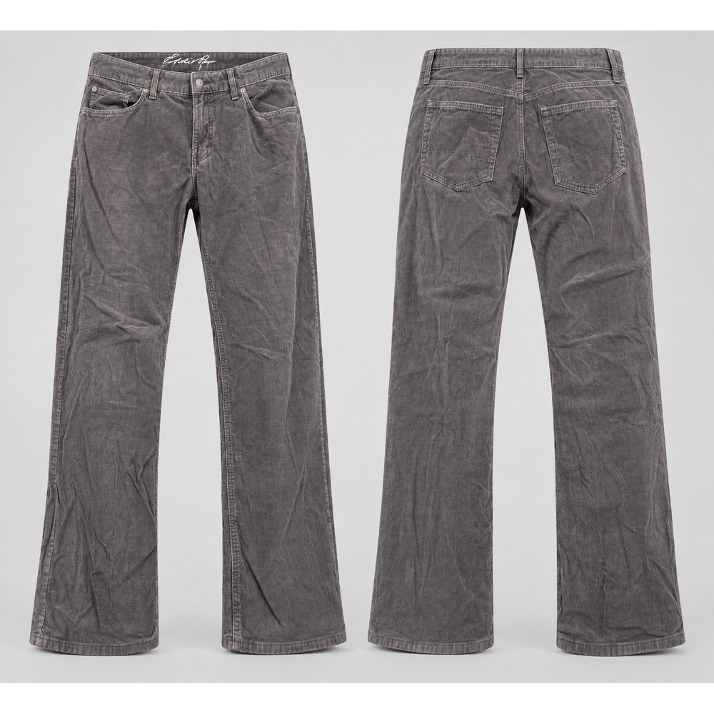 Eddie Bauer Men's 36x32 charcoal gry Corduroy Pants Classic Fit Straight Leg